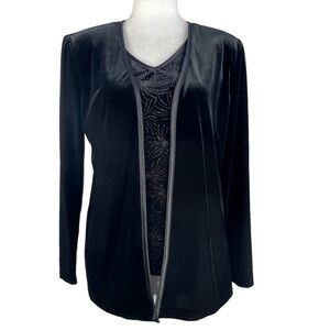 JOHN ROBERTS WOMEN'S PETITE VELOUR JACKET WITH ATTACHED‎ SHIMMERY SHELL